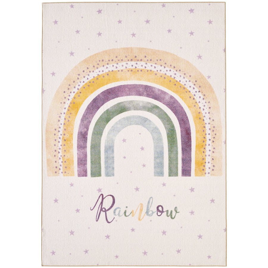 Teppich Kinder Flachgewebe Regenbogen-Motiv Polyamid rutschfest Kinderzimmer_Rechteckig_