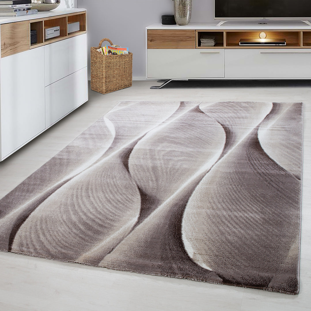 Teppich Kurzflor Ombre Polypropylen Wohnzimmer_Braun_Läufer_