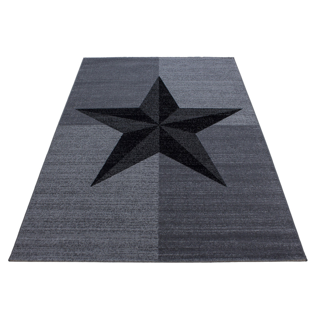 Teppich Kurzflor Sterne-Muster Polypropylen Wohnzimmer Grau Läufer 80x150_Läufer_