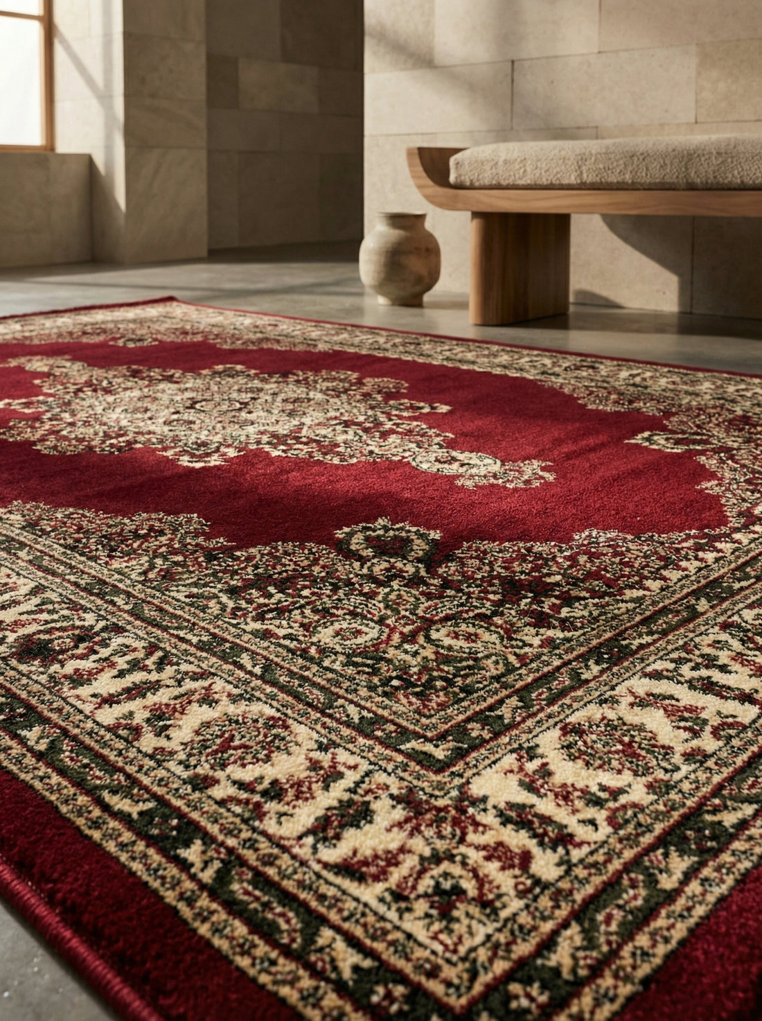 Teppich Orient Kurzflor Medaillon Polypropylen Wohnzimmer Läufer