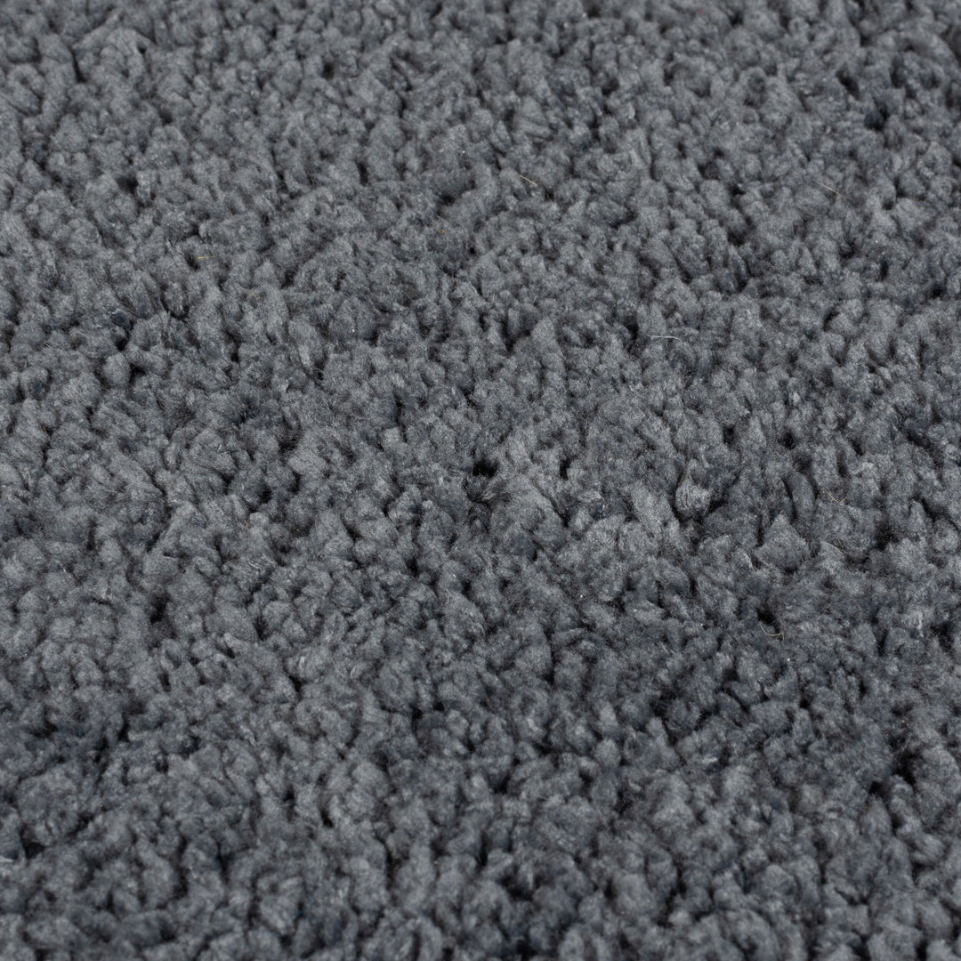 Hochflor Teppich waschbar Flauschig Unifarben - Wohnzimmer_Anthrazit_Rechteckig_