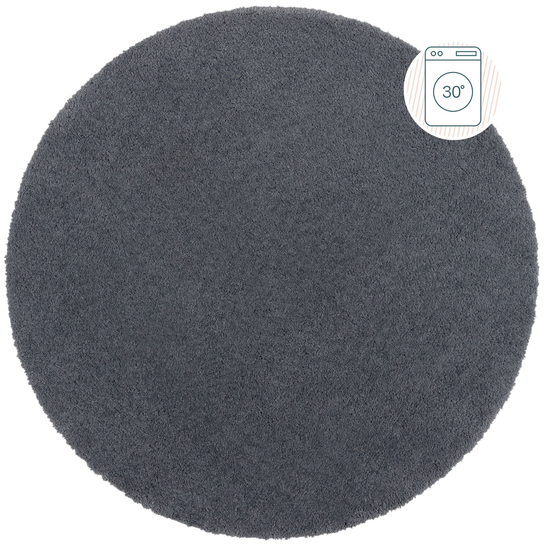 Teppich flauschig waschbar  - Weicher Hochflor aus recyceltem Polyester_Rund_