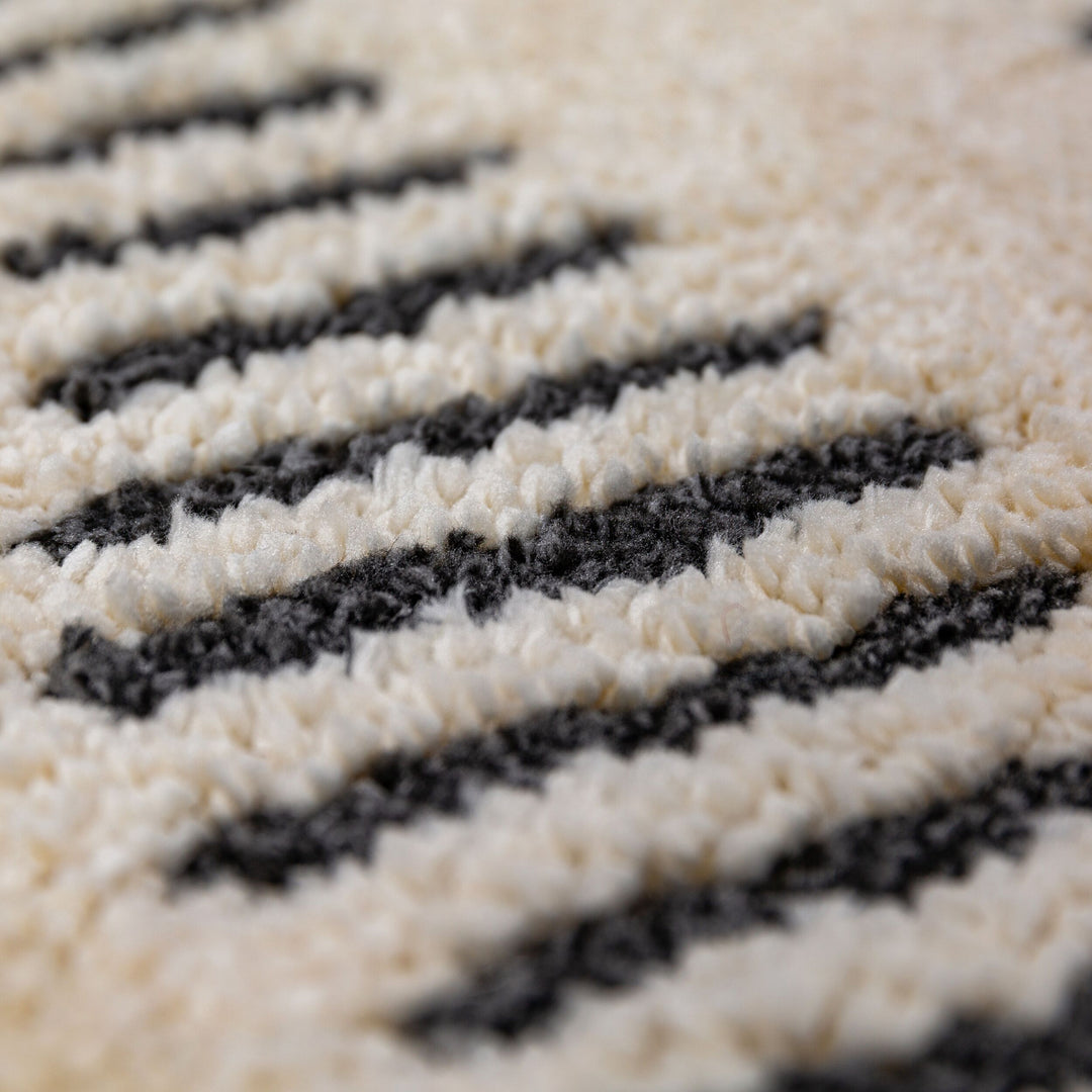 Teppich Hochflor Skandinavisch minimalistisch - Schlafzimmer_Creme-Schwarz_Rechteckig_