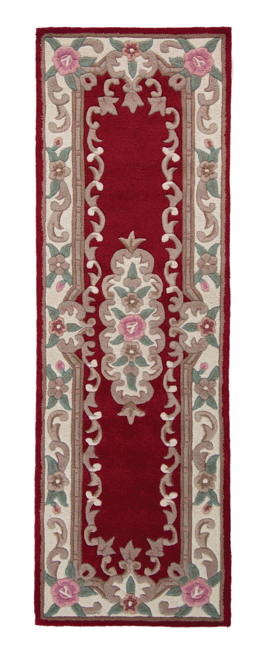 Traditioneller Wollteppich BEAULY mit Handgeschnitzten Details von Kadima Design_Rot-Beige_#sku_BARK503119328732#