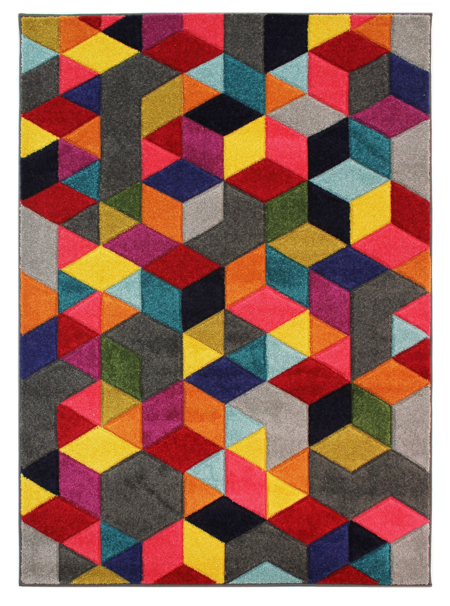 Teppich Geometrisch-Bunt-Design - handgeschnitzt MEON TOM_Rechteckig_