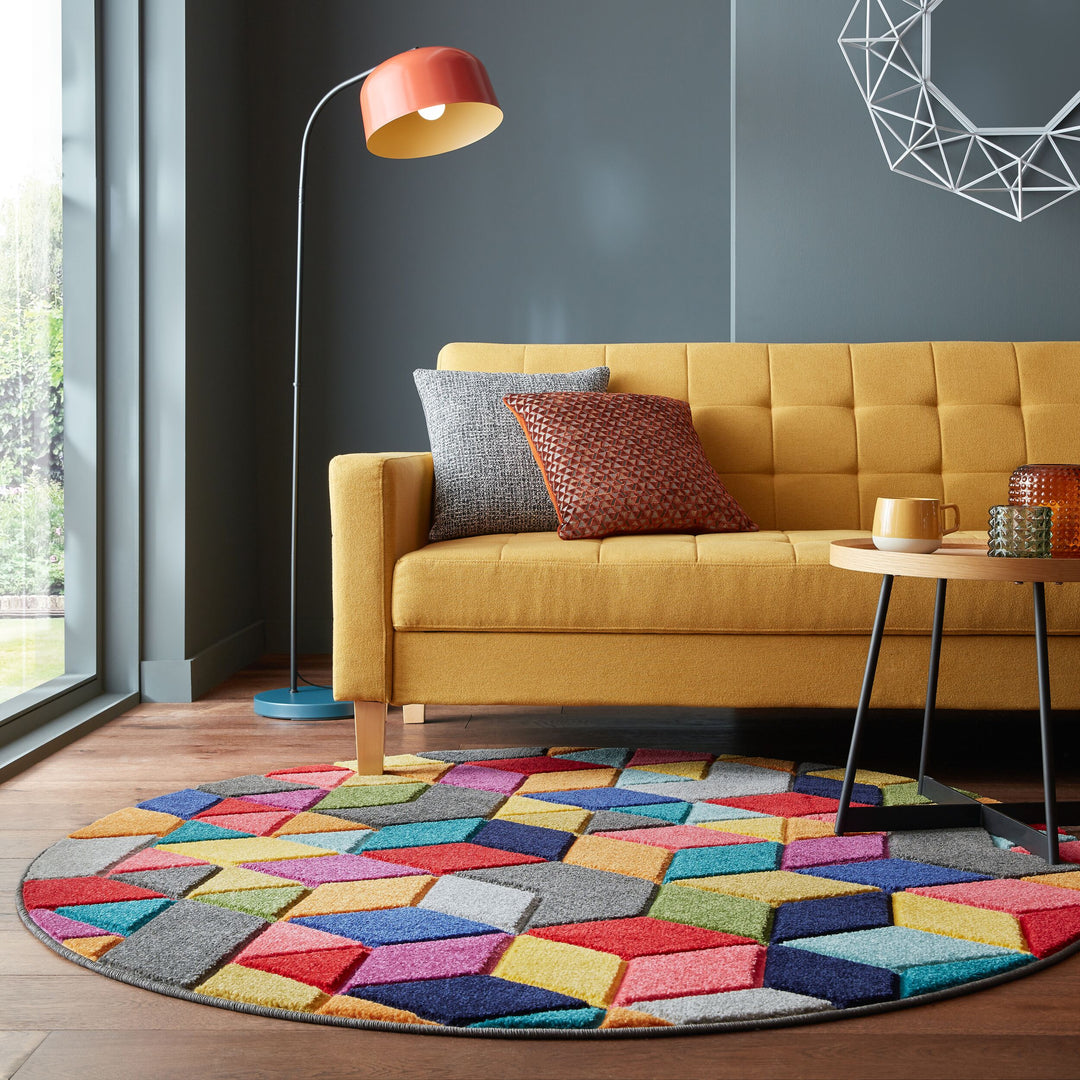 Vielseitiger Wohnzimmer-Teppich in farbenfrohem Design_Multi_Rund_