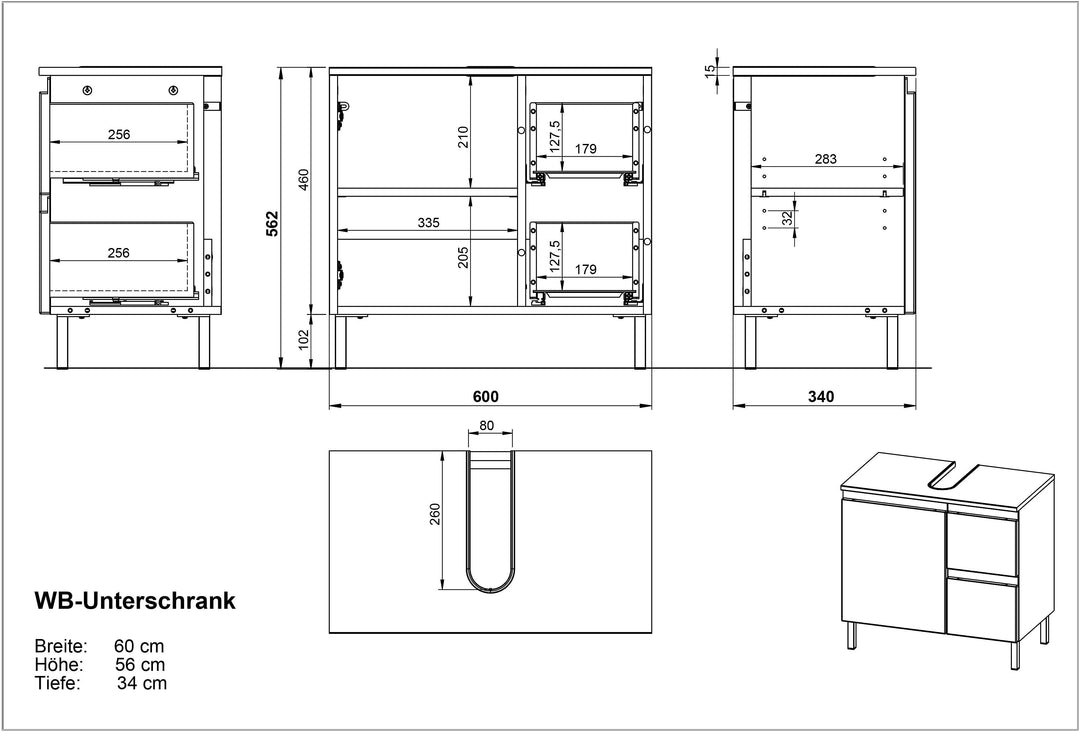 WB-Unterschrank VEER 60x34x56 in Weiß und Grandson-Eiche mit Chromfüßen_ mit Stauraum von Kadima Design_Größe_ 60x34x56 cm_