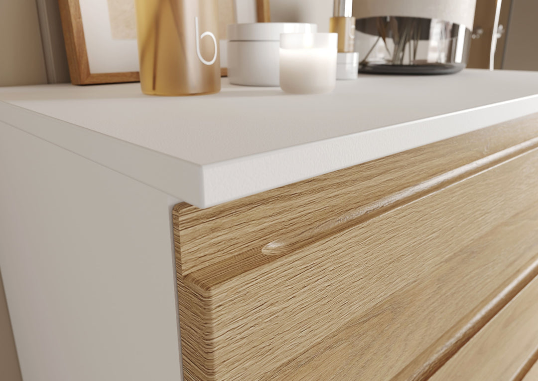 WB-Unterschrank VEER 80x34x56 in Weiß und Grandson-Eiche mit Chromfüßen_ mit Stauraum von Kadima Design_Größe_ 80x34x56 cm_