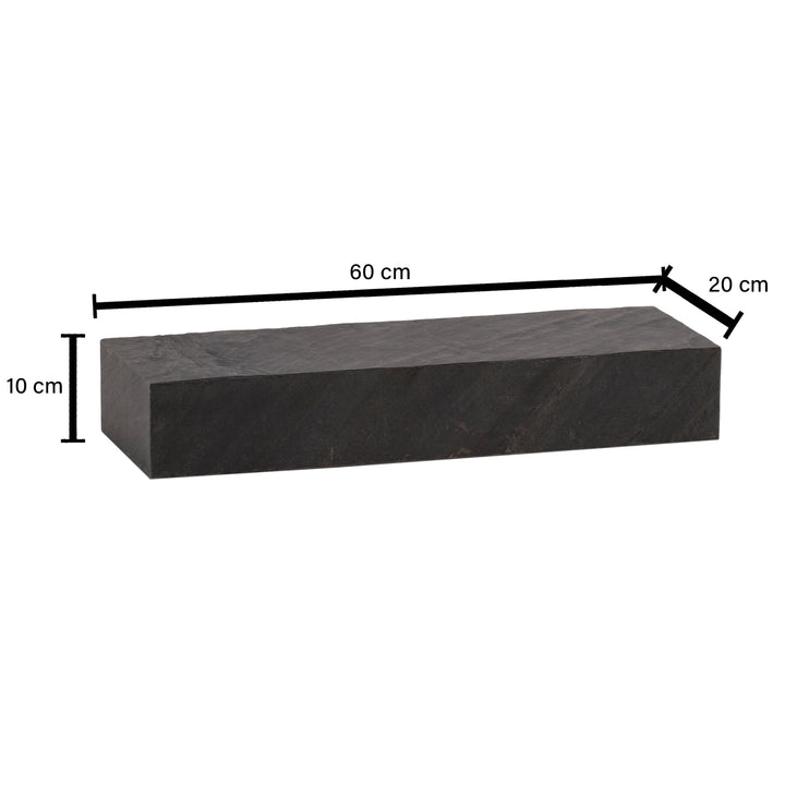 Wandregal 60x10x20 cm Mango Massivholz / Steinoptik Hängeregal Modern - Design Schweberegal Rechteckig - Regal Hängend Wohnzimmer Anthrazit_