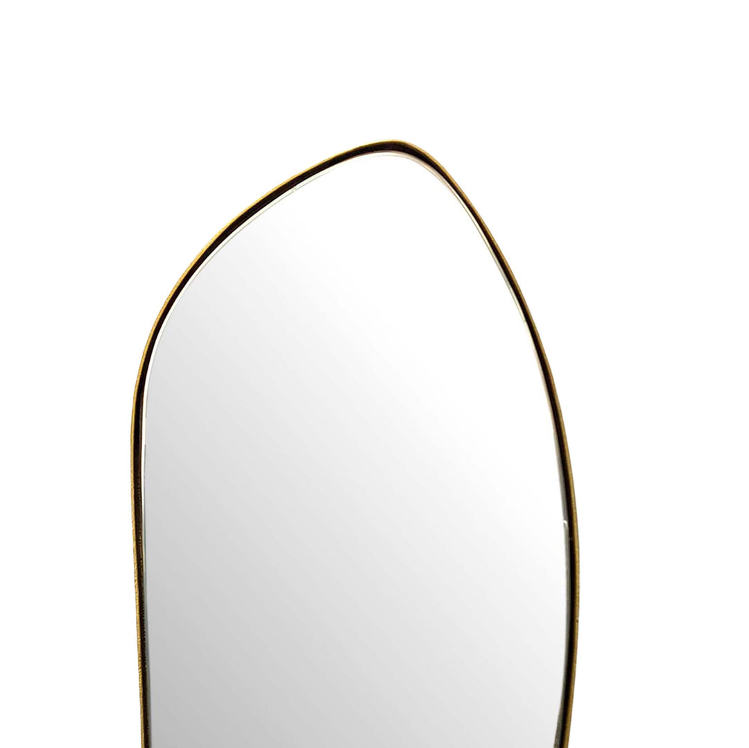 Wandspiegel Asymmetrisch 33x90 cm Metall Design Hängespiegel Gold - Eisen Dekospiegel Unförmig mit Rahmen - Spiegel Wand Groß - Flurspiegel Länglich - Garderobenspiegel Modern_