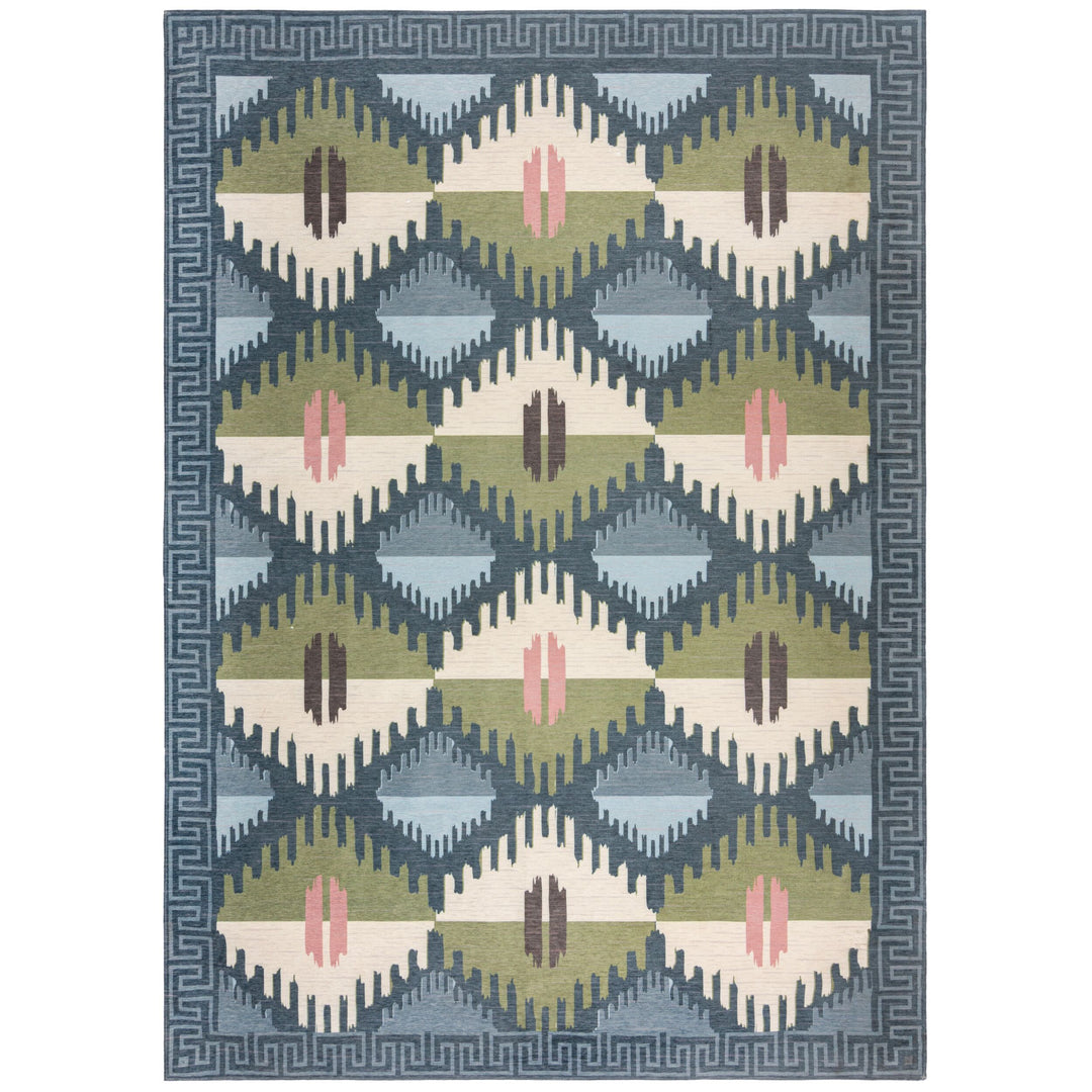 Waschbarer Teppich - Pflegeleicht & Rutschfest - 2-Lagiges Ethno Kelim Design_Rechteckig_