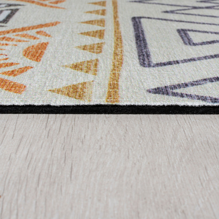 Waschbarer Teppich mit Ethno-Muster  - Rutschfest & Pflegeleicht für Wohnbereiche_Rechteckig_