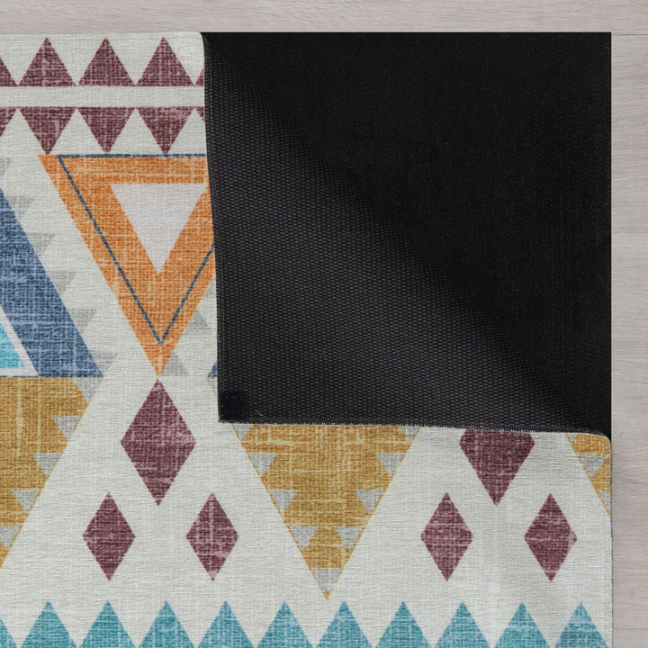 Waschbarer Teppich mit Ethno-Muster - Rutschfes - Flachgewebe_Rechteckig_