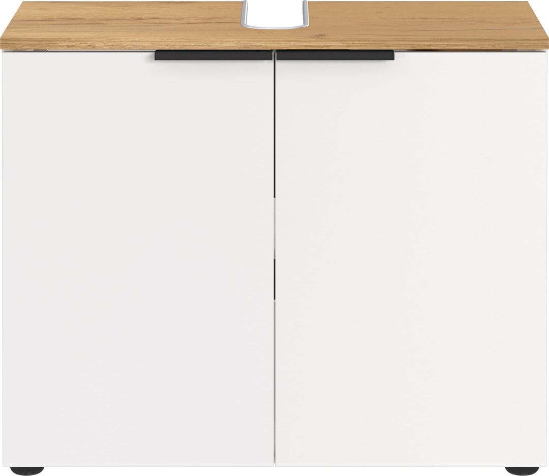 Waschbeckenunterschrank mit Siphonaussparung_ 70x34x58_ Weiß-Beige_ Made in Germany_ TAHO-Serie von Kadima Design_Größe_ 60x34x58 cm_