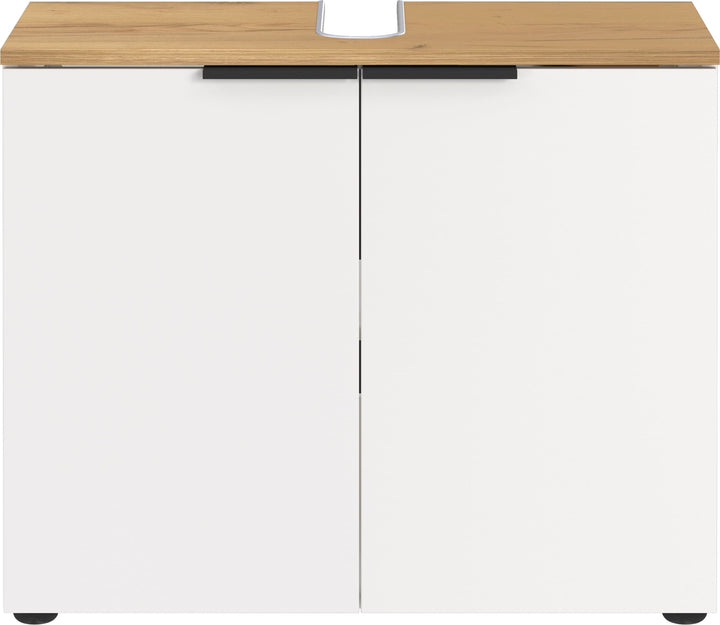 Waschbeckenunterschrank mit Siphonaussparung_ 70x34x58_ Weiß-Beige_ Made in Germany_ TAHO-Serie von Kadima Design_Größe_ 60x34x58 cm_