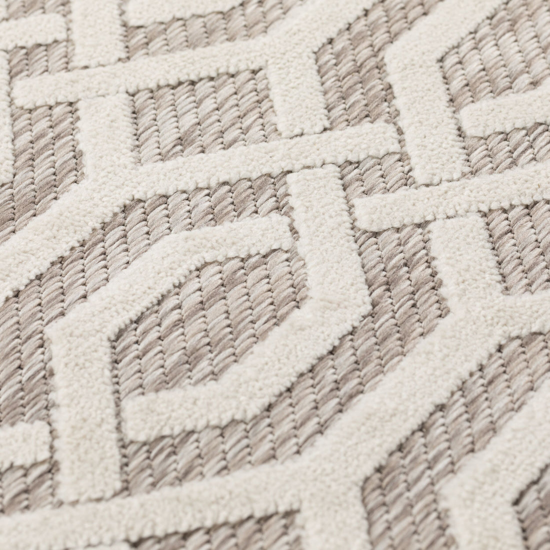 Wetterbeständiger Teppich in Geometrie-Optik_Grau-Beige_Rechteckig_
