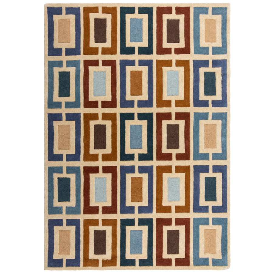 Wollteppich Geometrisch - Retro-Stil - Wohnzimmer_Rechteckig_