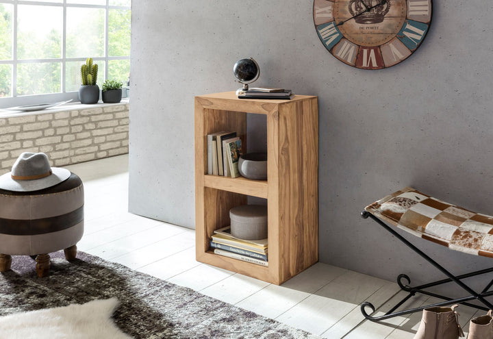 Rustikales Standregal_ Massivholz_ Akazie/Sheesham_ vielseitig nutzbar_ handgefertigt_ einfache Pflege - KADIMA DESIGN_Farbe_ Beige_ Größe_ 50x35x88 cm_