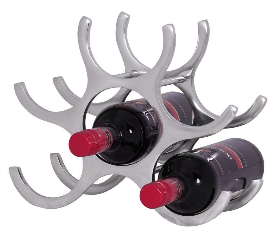 Platzsparendes Aluminium Weinregal für 6 Flaschen_ 24x29x14cm_ Elegantes Design - KADIMA DESIGN_Größe_ 29x14x24 cm_