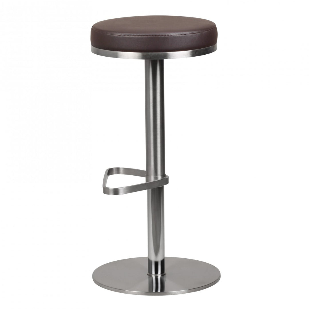 Barhocker ELBE_ höhenverstellbar_ gepolsterte Sitzfläche_ Triangel Fußablage_ max. 110 kg Belastung - KADIMA DESIGN_Farbe_ Braun_ Größe_ 38x38x82 cm_