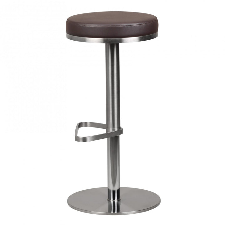 Barhocker ELBE_ höhenverstellbar_ gepolsterte Sitzfläche_ Triangel Fußablage_ max. 110 kg Belastung - KADIMA DESIGN_Farbe_ Braun_ Größe_ 38x38x82 cm_