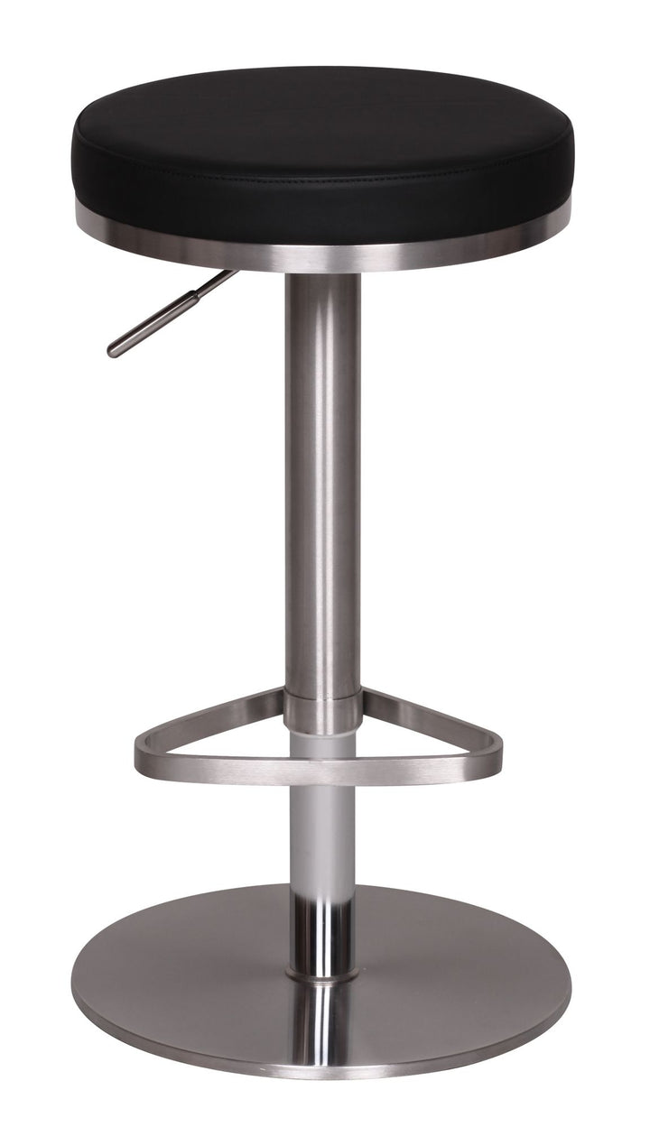 Barhocker ELBE_ höhenverstellbar_ gepolsterte Sitzfläche_ Triangel Fußablage_ max. 110 kg Belastung - KADIMA DESIGN_Farbe_ Schwarz_ Größe_ 38x38x82 cm_