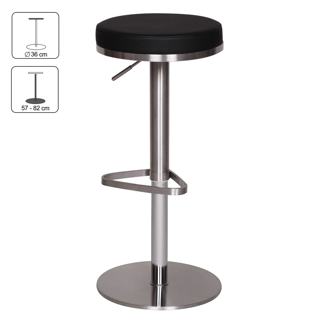 Barhocker ELBE_ höhenverstellbar_ gepolsterte Sitzfläche_ Triangel Fußablage_ max. 110 kg Belastung - KADIMA DESIGN_Farbe_ Schwarz_ Größe_ 38x38x82 cm_