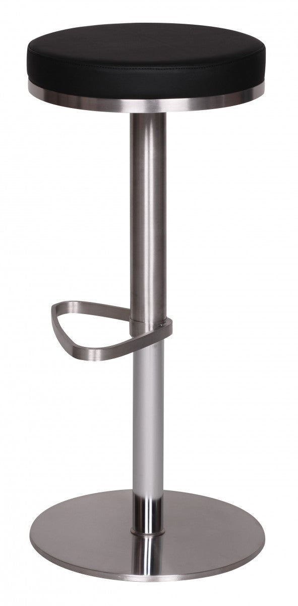 Barhocker ELBE_ höhenverstellbar_ gepolsterte Sitzfläche_ Triangel Fußablage_ max. 110 kg Belastung - KADIMA DESIGN_Farbe_ Schwarz_ Größe_ 38x38x82 cm_