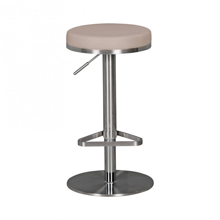 Barhocker ELBE_ höhenverstellbar_ gepolsterte Sitzfläche_ Triangel Fußablage_ max. 110 kg Belastung - KADIMA DESIGN_Farbe_ Beige_ Größe_ 38x38x82 cm_