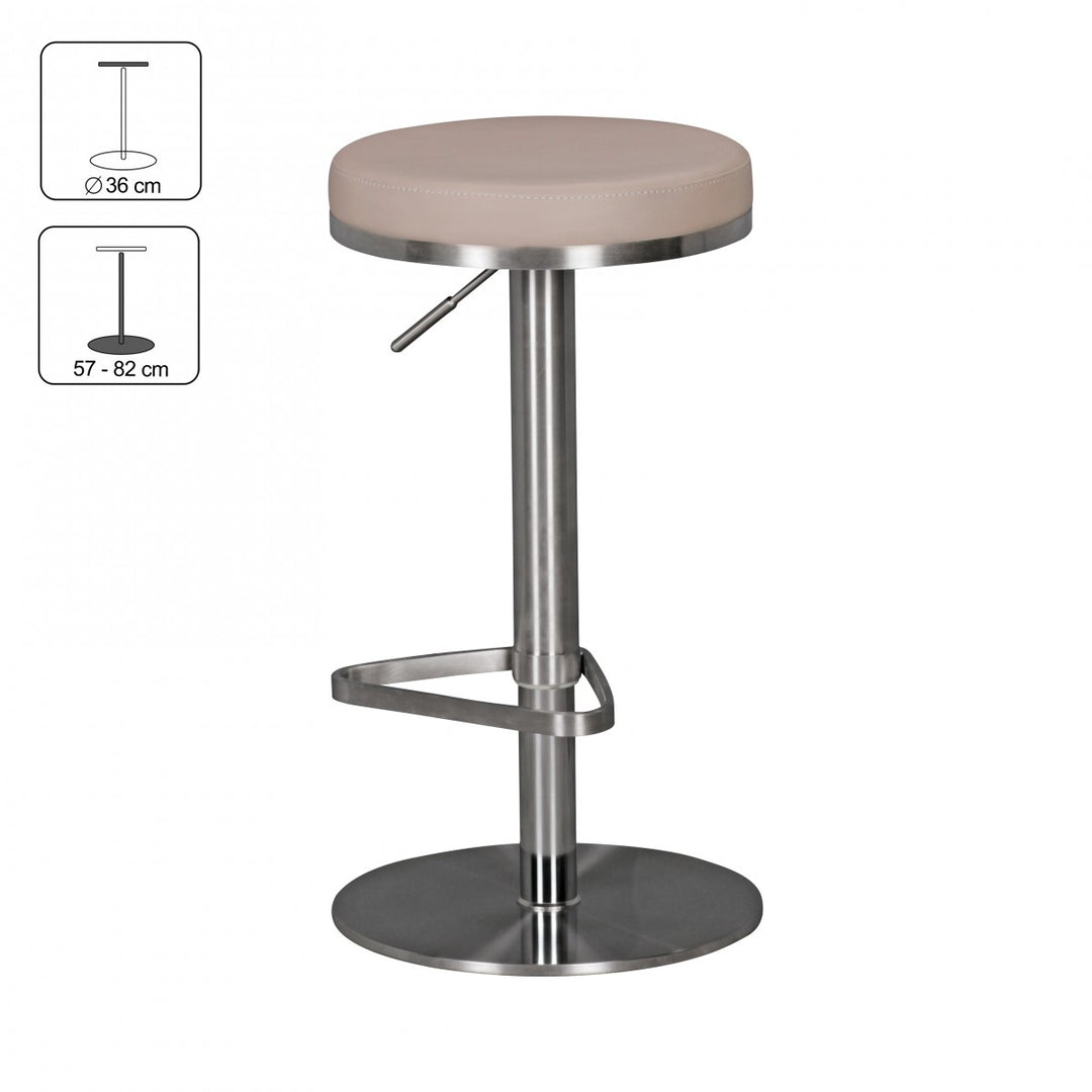 Barhocker ELBE_ höhenverstellbar_ gepolsterte Sitzfläche_ Triangel Fußablage_ max. 110 kg Belastung - KADIMA DESIGN_Farbe_ Beige_ Größe_ 38x38x82 cm_