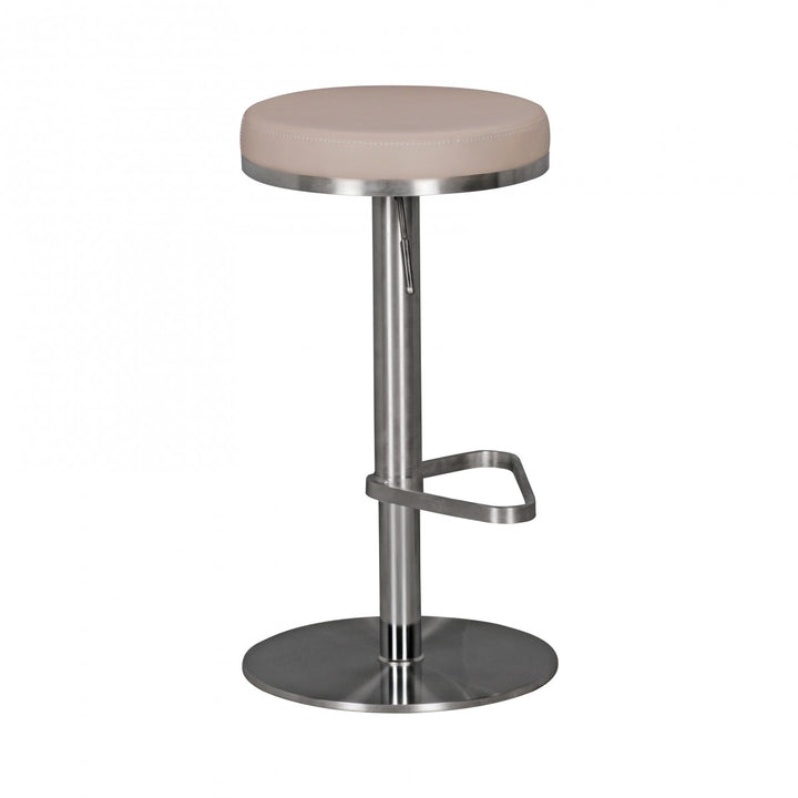 Barhocker ELBE_ höhenverstellbar_ gepolsterte Sitzfläche_ Triangel Fußablage_ max. 110 kg Belastung - KADIMA DESIGN_Farbe_ Beige_ Größe_ 38x38x82 cm_
