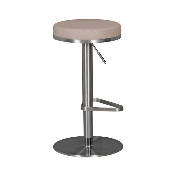 Barhocker ELBE_ höhenverstellbar_ gepolsterte Sitzfläche_ Triangel Fußablage_ max. 110 kg Belastung - KADIMA DESIGN_Farbe_ Beige_ Größe_ 38x38x82 cm_
