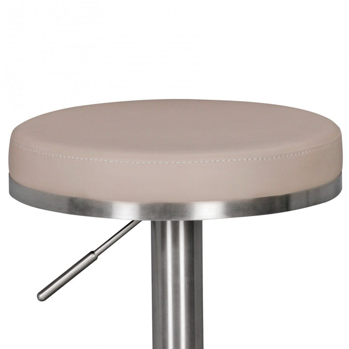 Barhocker ELBE_ höhenverstellbar_ gepolsterte Sitzfläche_ Triangel Fußablage_ max. 110 kg Belastung - KADIMA DESIGN_Farbe_ Beige_ Größe_ 38x38x82 cm_