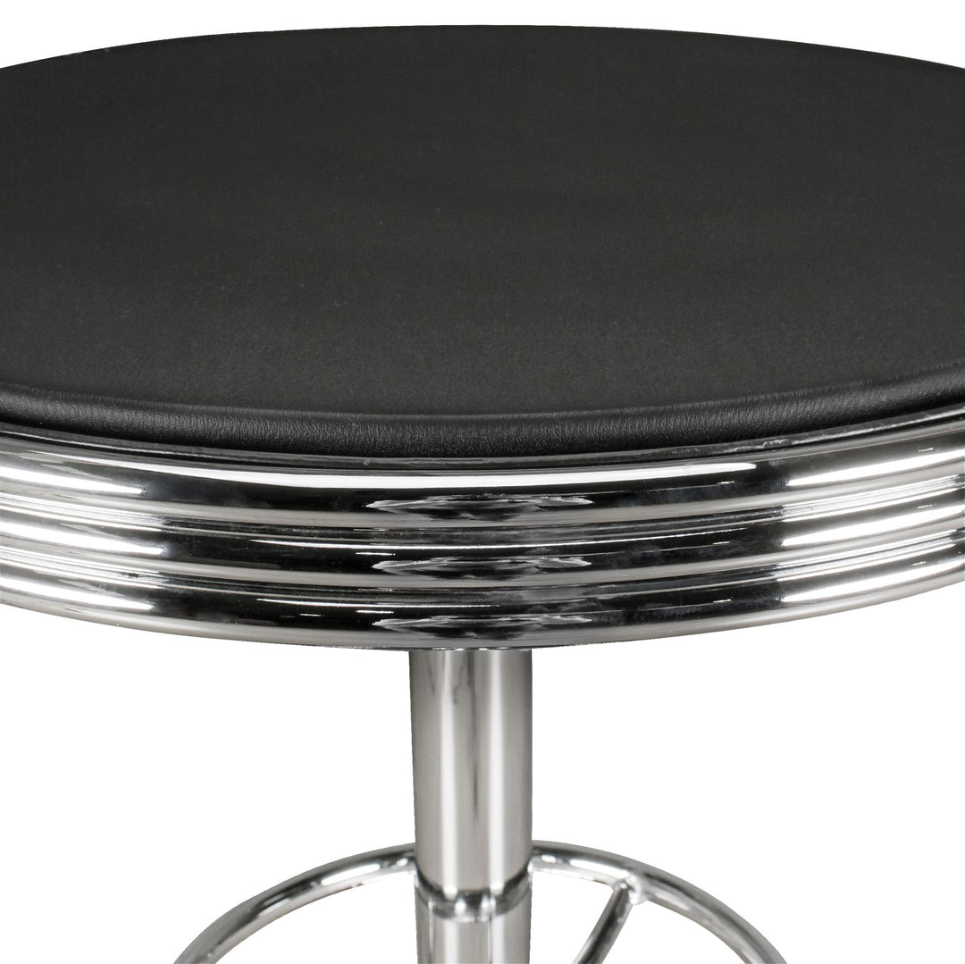 Retro-Bartisch_ Verstellbare Höhe_ Aluminium-Look_ Kunstleder - Trendig & Stabil - KADIMA DESIGN_Größe_ 60x60x68 cm_