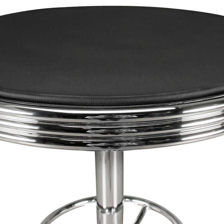 Retro-Bartisch_ Verstellbare Höhe_ Aluminium-Look_ Kunstleder - Trendig & Stabil - KADIMA DESIGN_Größe_ 60x60x68 cm_