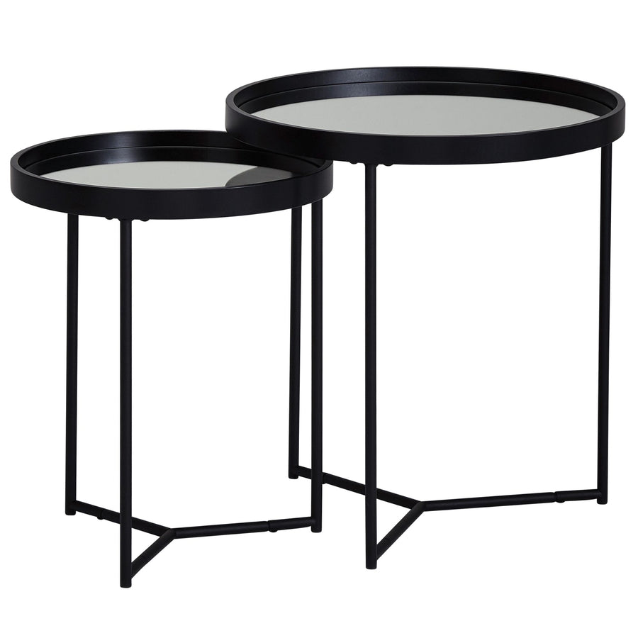 Stilvolles Satztisch-Set_ 2-teilig_ Metall und Holz_ schwarzer Farbton_ pflegeleicht_ bis zu 3 kg Belastbarkeit pro Tisch - KADIMA DESIGN_Größe_ 45x45x50 cm_#sku_BARWL6.006#