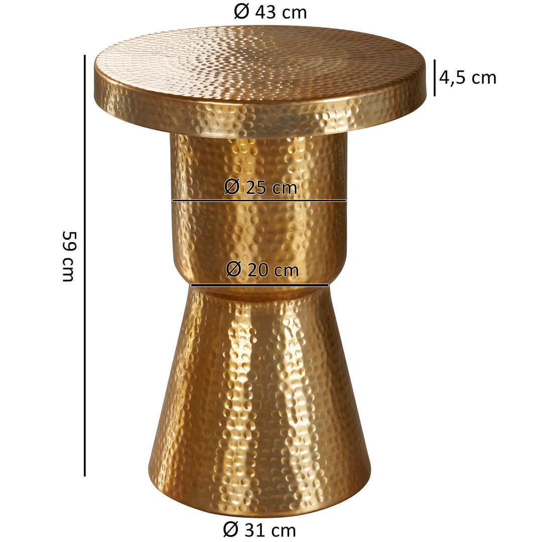 Orientalischer Dekotisch ENNS_ Aluminium_ Hammerschlag-Strukturen_ 43x59x43 cm - KADIMA DESIGN_Farbe_ Gold_ Größe_ 43x43x59 cm_