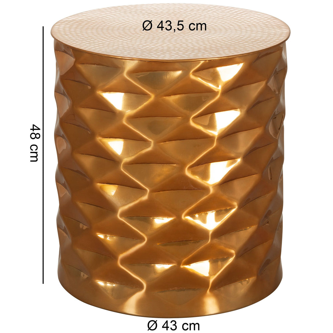 Beistelltisch ENNS_ Orientalischer Couchtisch_ Aluminium_ Hammerschlag-Strukturen_ Stabilität und Langlebigkeit - KADIMA DESIGN_Farbe_ Gold_ Größe_ 43x43x48 cm_