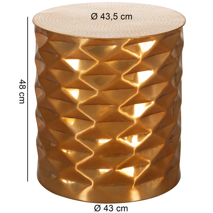 Beistelltisch ENNS_ Orientalischer Couchtisch_ Aluminium_ Hammerschlag-Strukturen_ Stabilität und Langlebigkeit - KADIMA DESIGN_Farbe_ Gold_ Größe_ 43x43x48 cm_