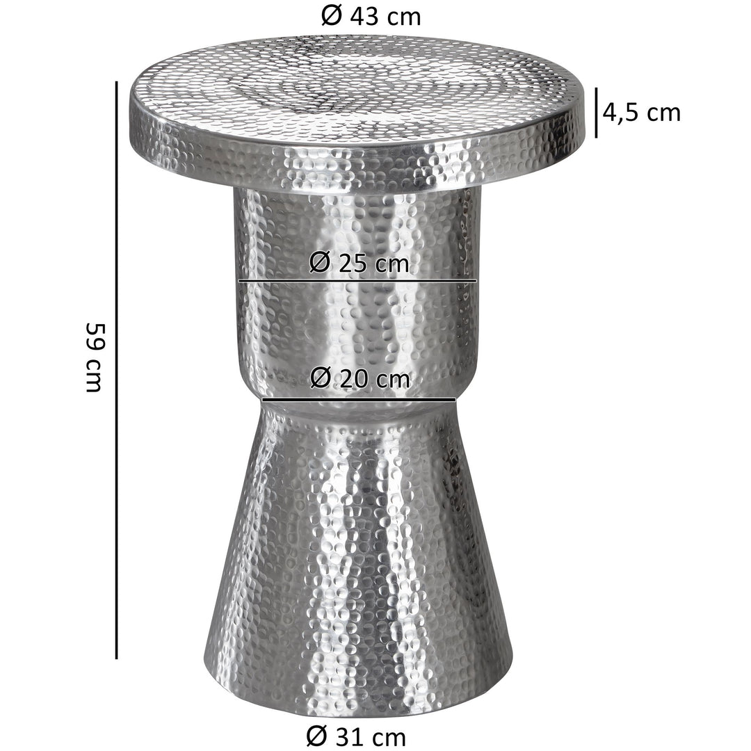 Orientalischer Dekotisch ENNS_ Aluminium_ Hammerschlag-Strukturen_ 43x59x43 cm - KADIMA DESIGN_Farbe_ Silber_ Größe_ 43x43x59 cm_