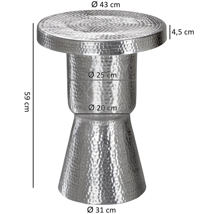Orientalischer Dekotisch ENNS_ Aluminium_ Hammerschlag-Strukturen_ 43x59x43 cm - KADIMA DESIGN_Farbe_ Silber_ Größe_ 43x43x59 cm_