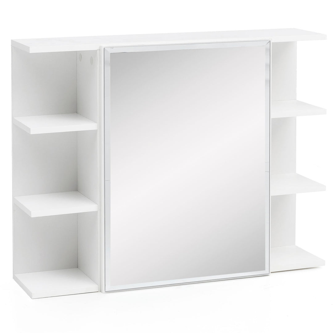 Moderner Hängeschrank mit Spiegel_ Weiß_ Wasserabweisend - Stauraum für Badezimmerutensilien - KADIMA DESIGN_Größe_ 80x20x65 cm_