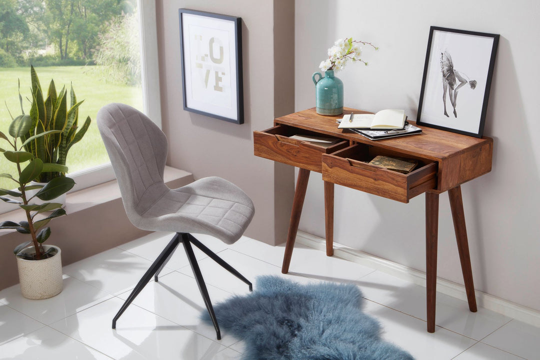 Rustikaler Konsolentisch aus Massivholz Sheesham_ 90 cm_ Landhausstil_ handgefertigt - KADIMA DESIGN_Größe_ 90x36x76 cm_