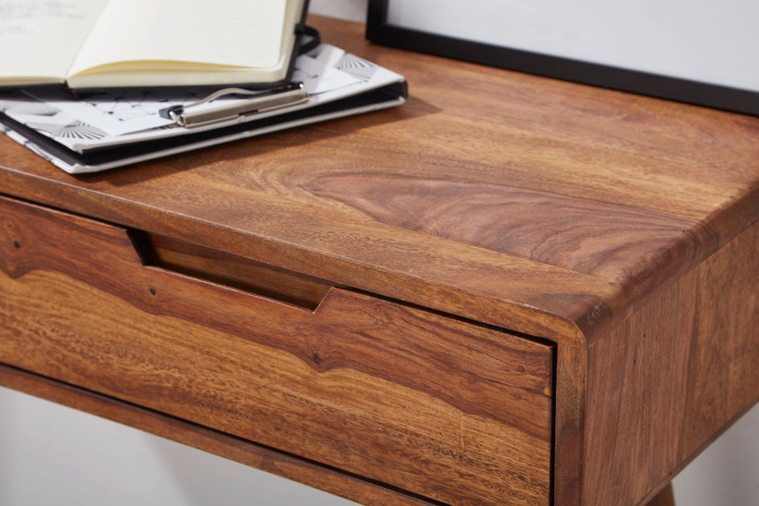 Rustikaler Konsolentisch aus Massivholz Sheesham_ 90 cm_ Landhausstil_ handgefertigt - KADIMA DESIGN_Größe_ 90x36x76 cm_