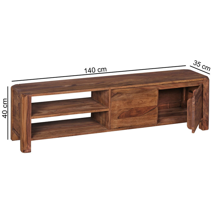 Lowboard TEKO_ Massivholz_ viel Stauraum_ Sheesham oder Akazie_ 4 Holzbeine - KADIMA DESIGN_Farbe_ Braun_ Größe_ 140x35x40 cm_
