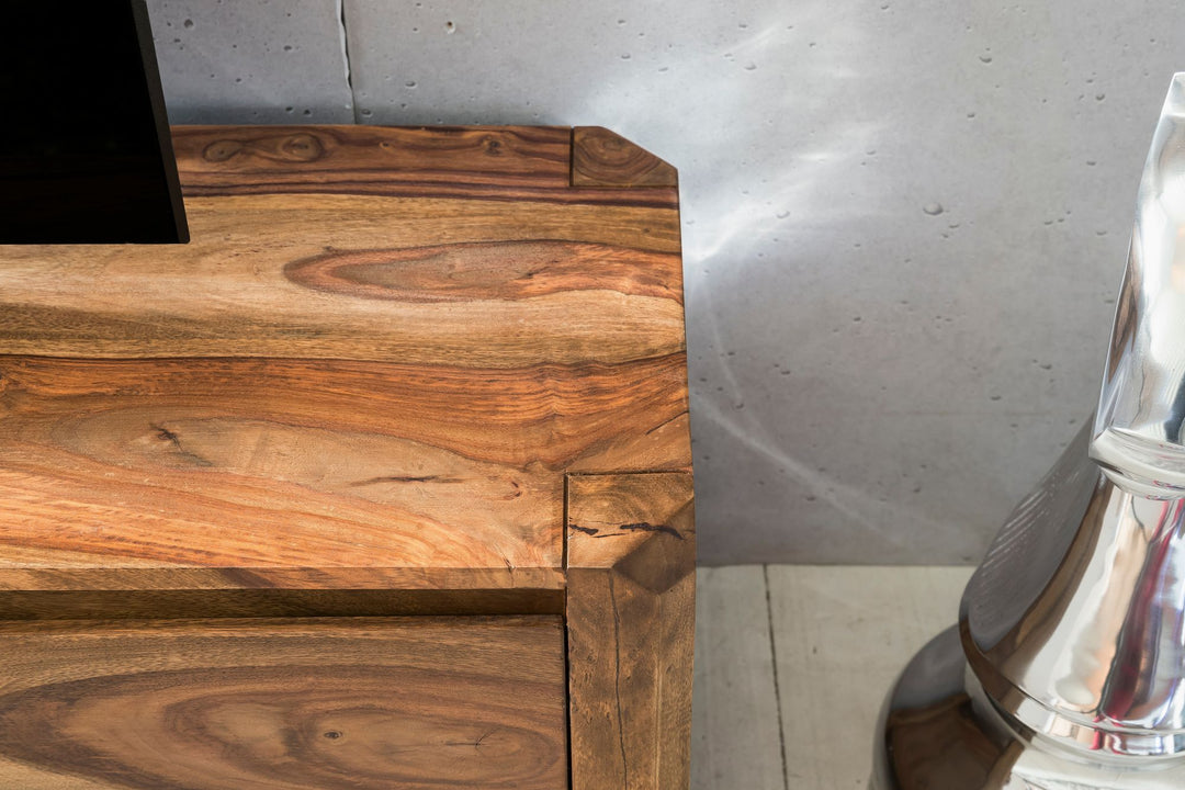 Lowboard TEKO_ Massivholz_ viel Stauraum_ Sheesham oder Akazie_ 4 Holzbeine - KADIMA DESIGN_Farbe_ Braun_ Größe_ 140x35x40 cm_