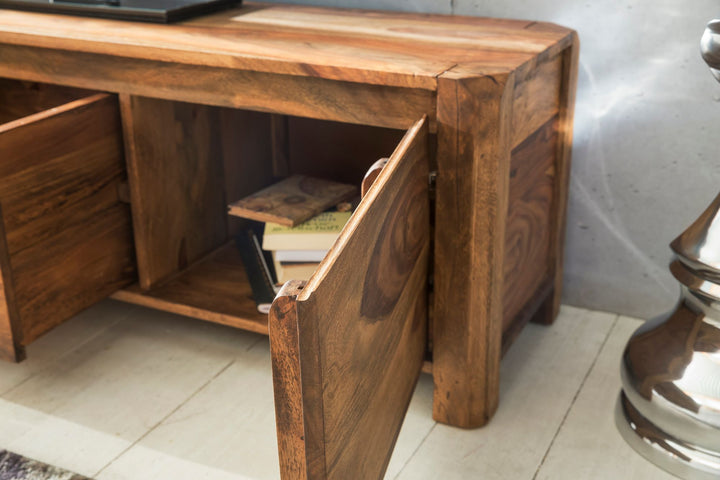 Lowboard TEKO_ Massivholz_ viel Stauraum_ Sheesham oder Akazie_ 4 Holzbeine - KADIMA DESIGN_Farbe_ Braun_ Größe_ 140x35x40 cm_