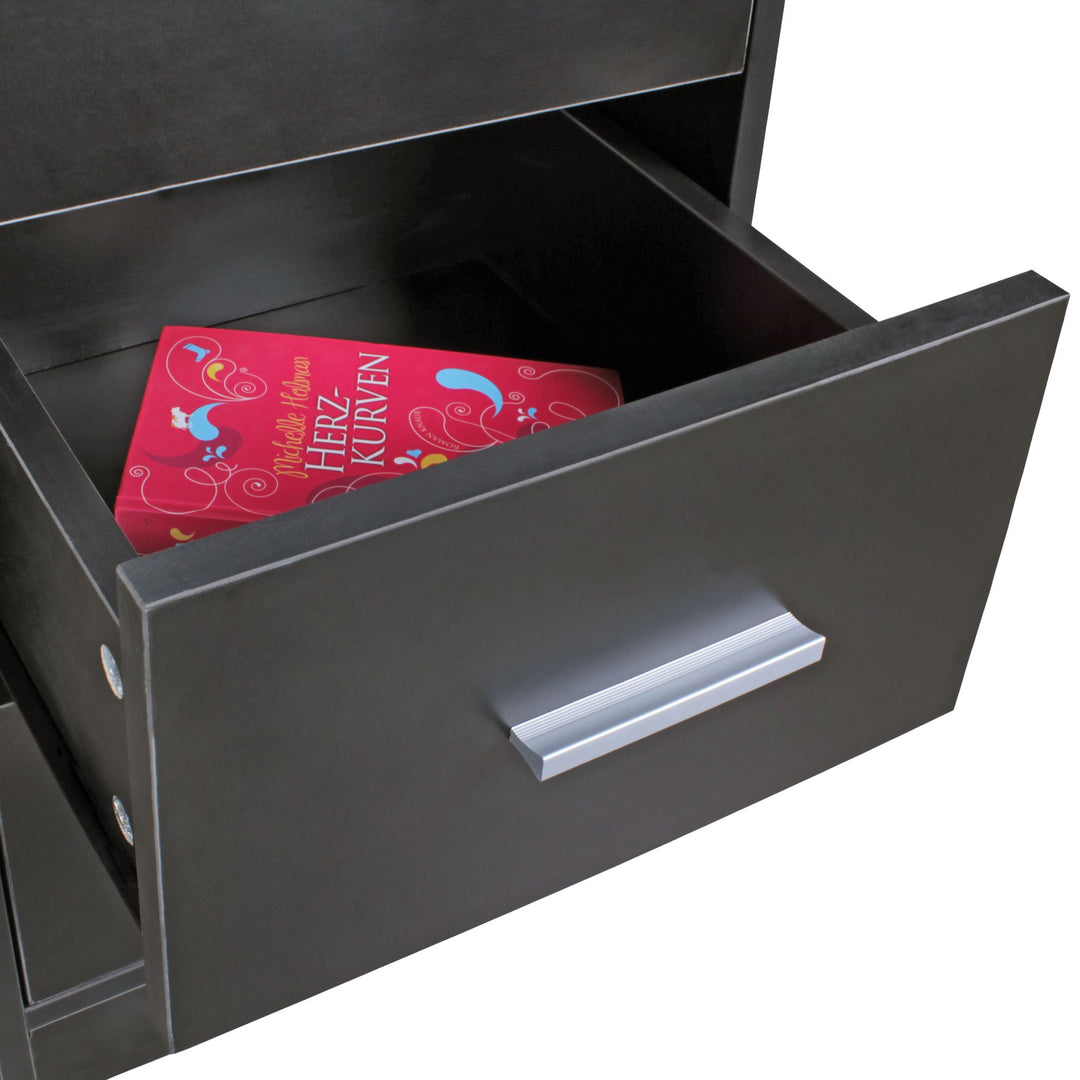Moderner Nachtschrank_ Holz_ 3 Schubladen_ in Schwarz/Weiß/Sonoma_ melaminharzbeschichtet - KADIMA DESIGN_Farbe_ Schwarz_ Größe_ 38x35x68 cm_