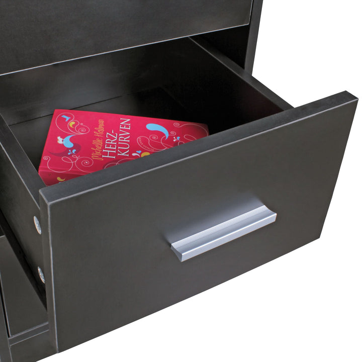 Moderner Nachtschrank_ Holz_ 3 Schubladen_ in Schwarz/Weiß/Sonoma_ melaminharzbeschichtet - KADIMA DESIGN_Farbe_ Schwarz_ Größe_ 38x35x68 cm_