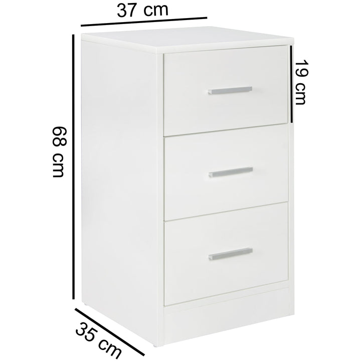 Moderner Nachtschrank_ Holz_ 3 Schubladen_ in Schwarz/Weiß/Sonoma_ melaminharzbeschichtet - KADIMA DESIGN_Farbe_ Weiß_ Größe_ 38x35x68 cm_